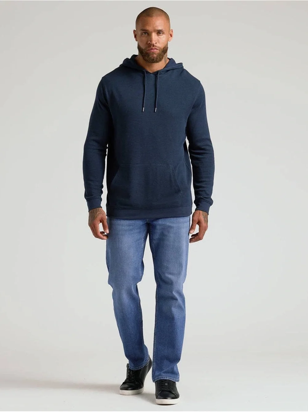 Men's Knit Hooded Pullover in Navy